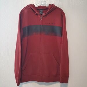 Oakley Mens Hoodie Maroon X-Large Sweatshirt Jacket Spellout Streetwear Skater